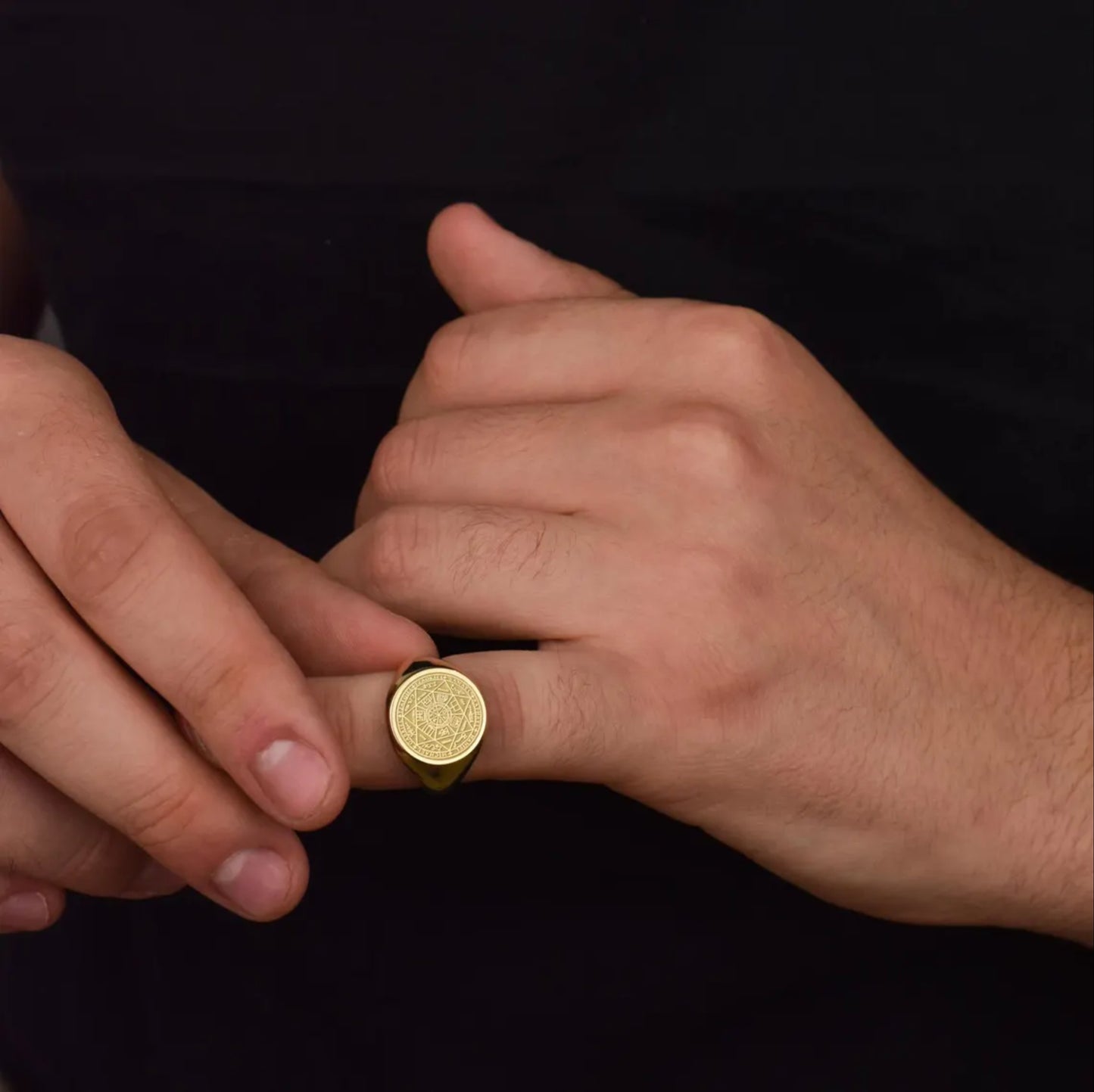 18K Gold Seven Archangel Signet Ring Men