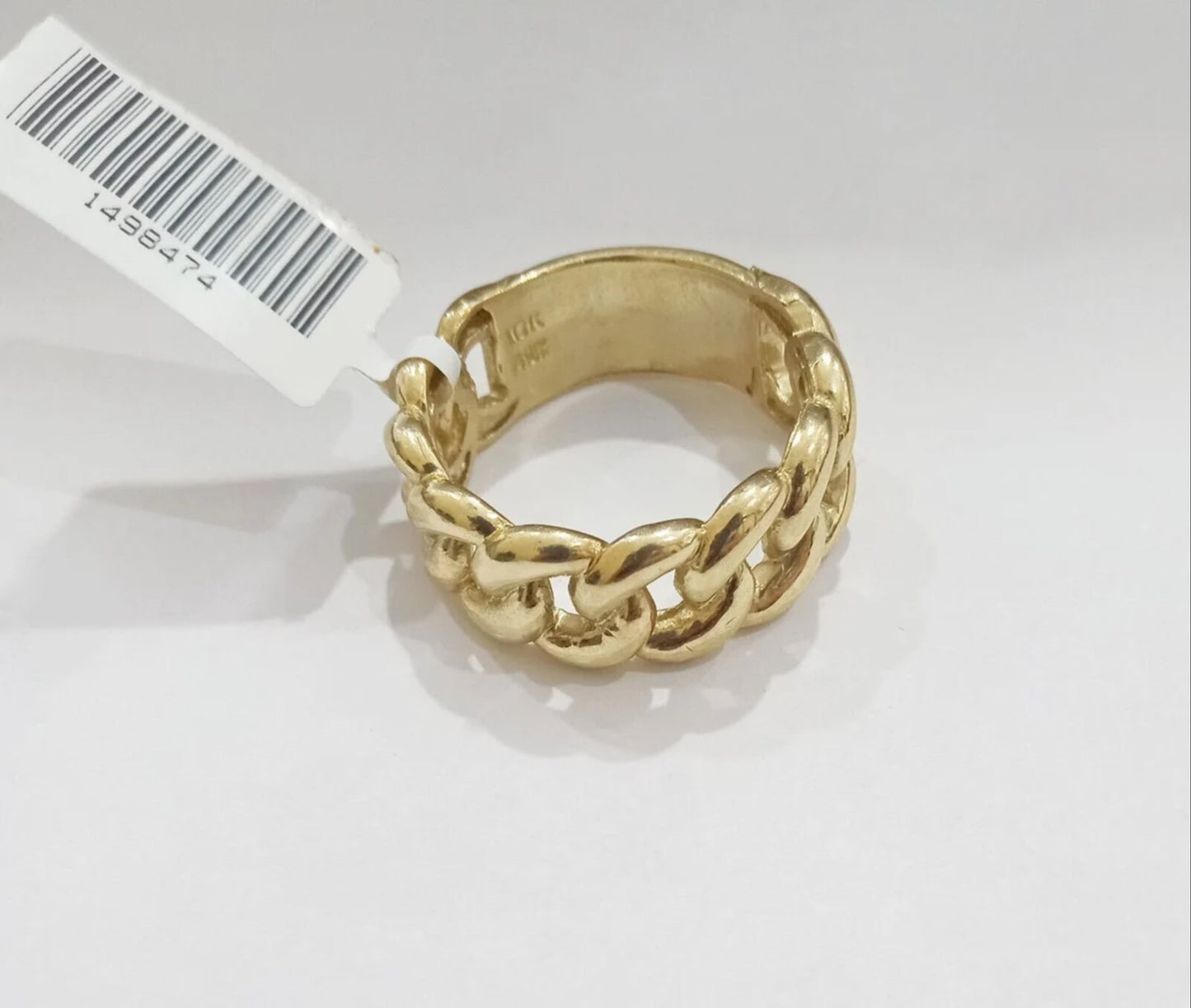 14k gold cuban link ring for men