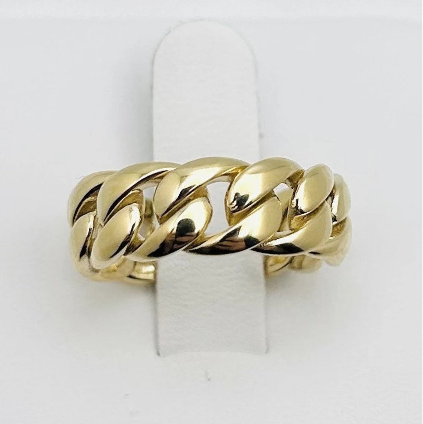 14k gold cuban link ring for men