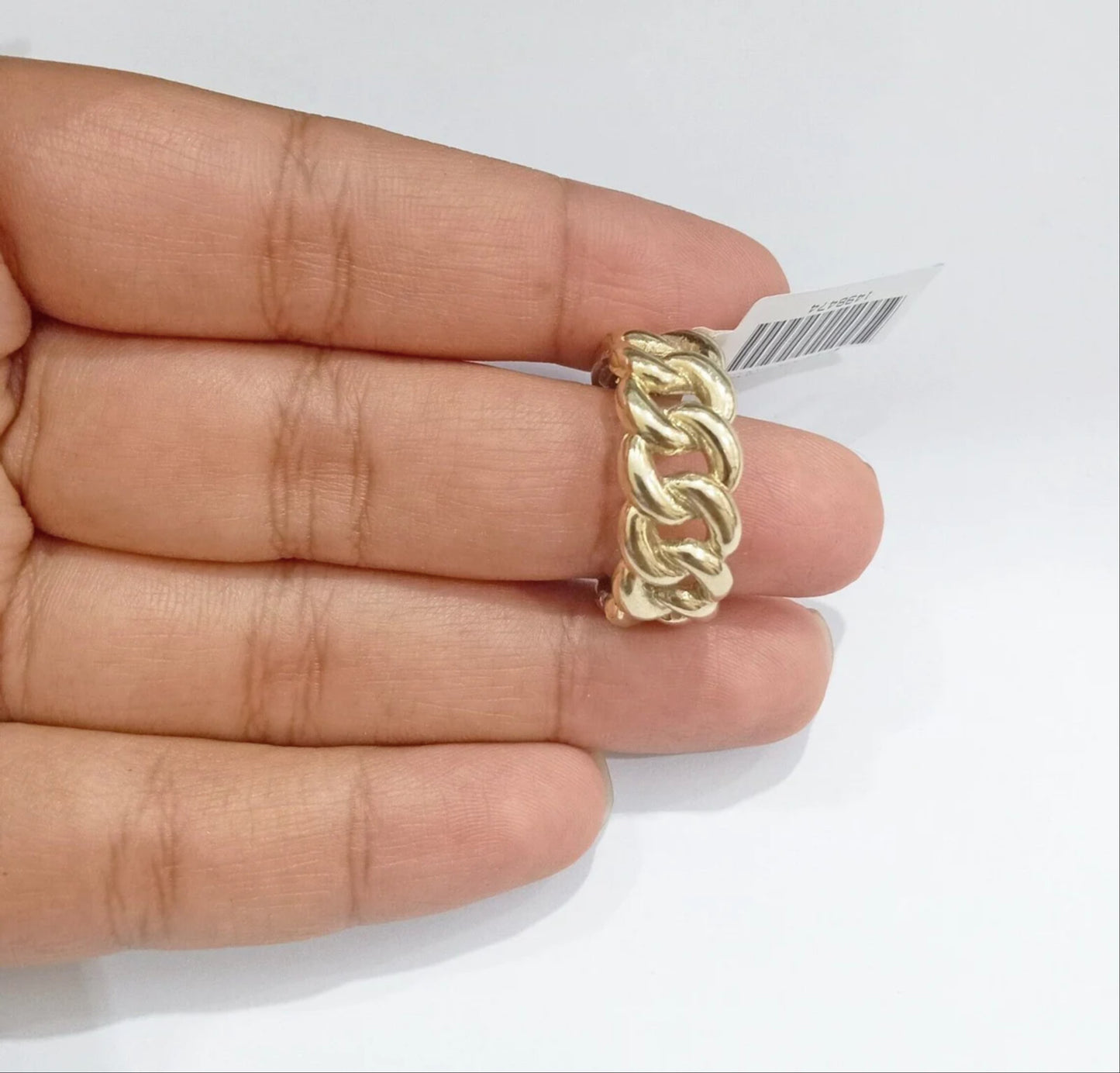14k gold cuban link ring for men