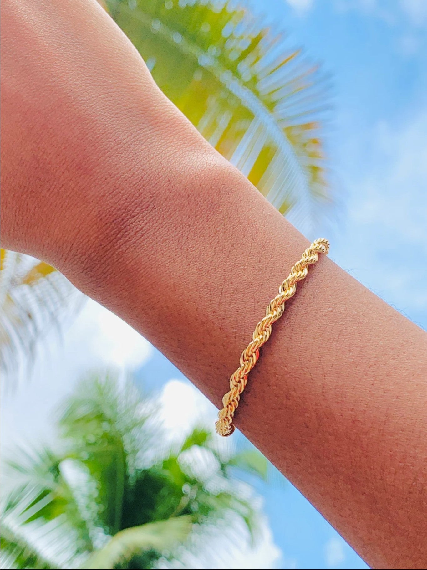 14k Gold Rope Chain Bracelet Men