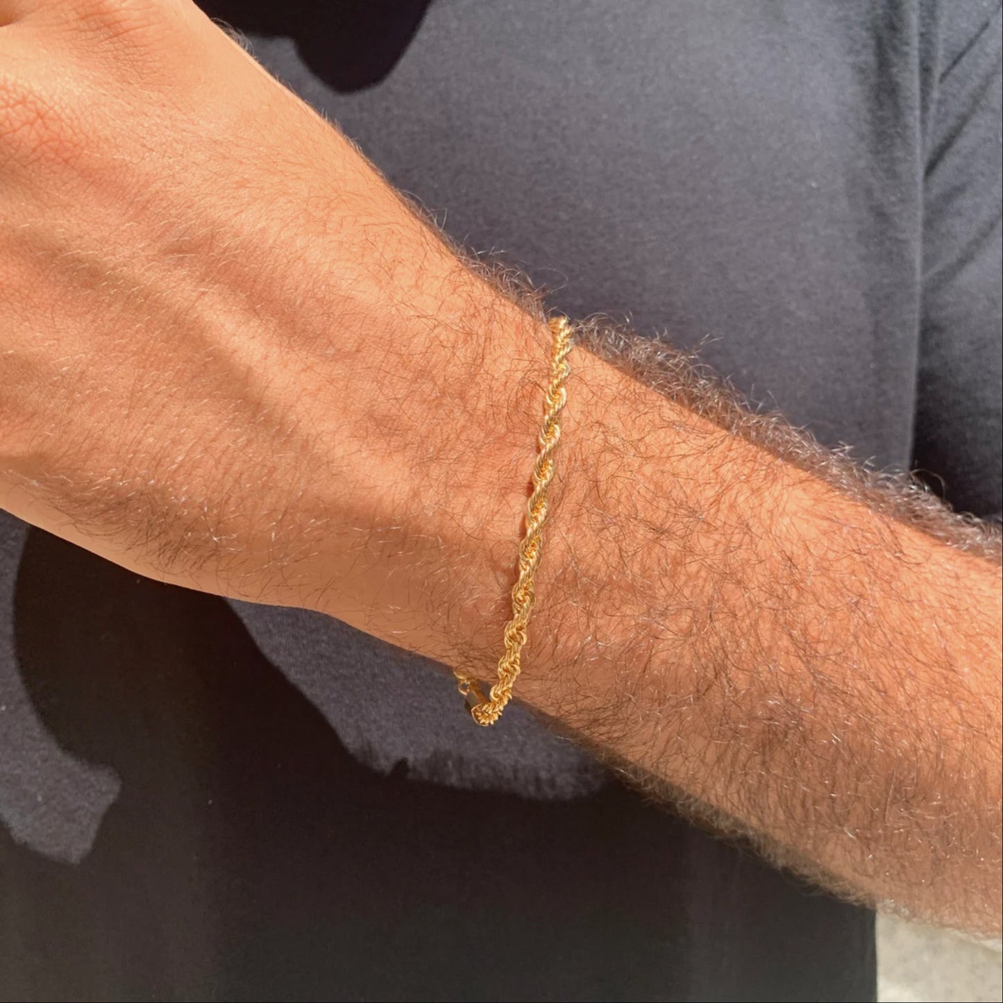 14k Gold Rope Chain Bracelet Men