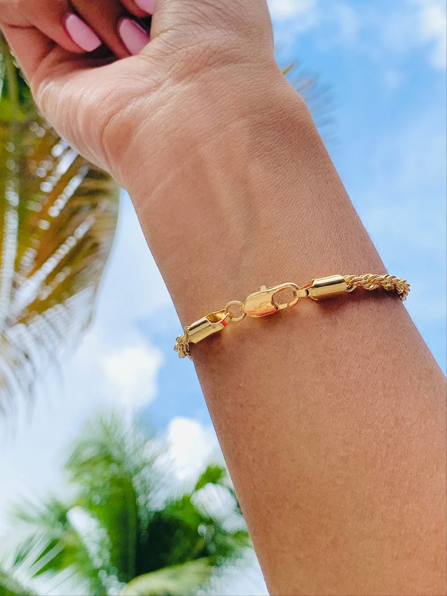 14k Gold Rope Chain Bracelet Men