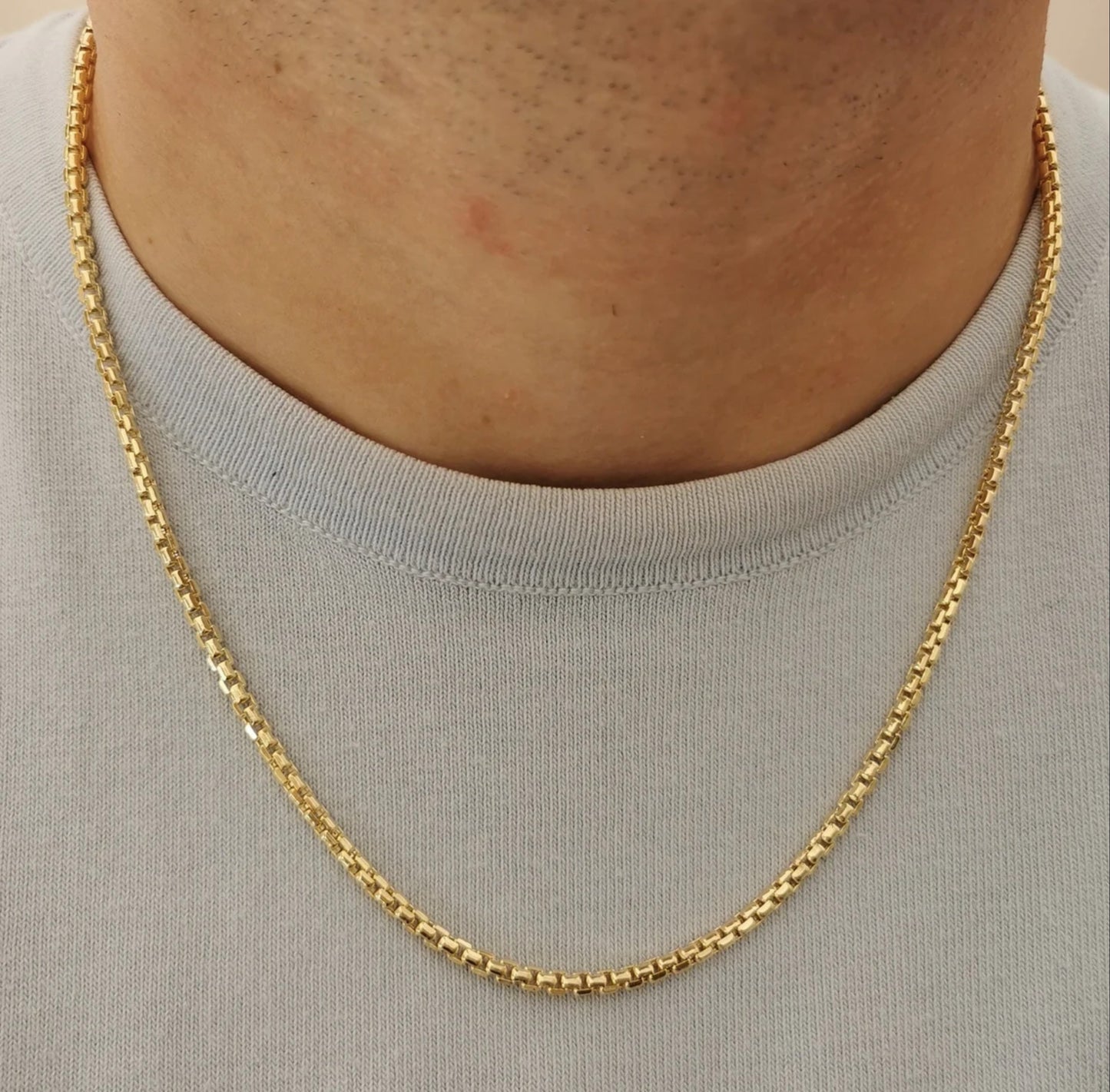 14k Gold Chain Link Necklace Men CUB23