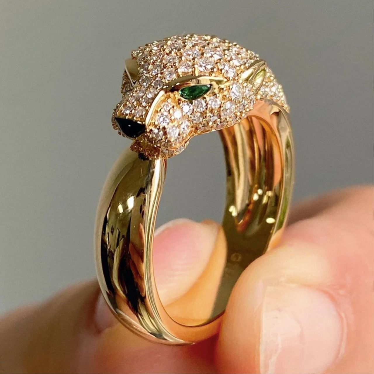 18k Gold Panther Ring Men's