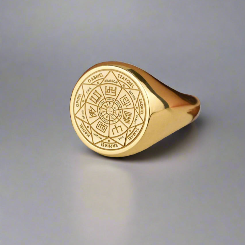 18K Gold Seven Archangel Signet Ring