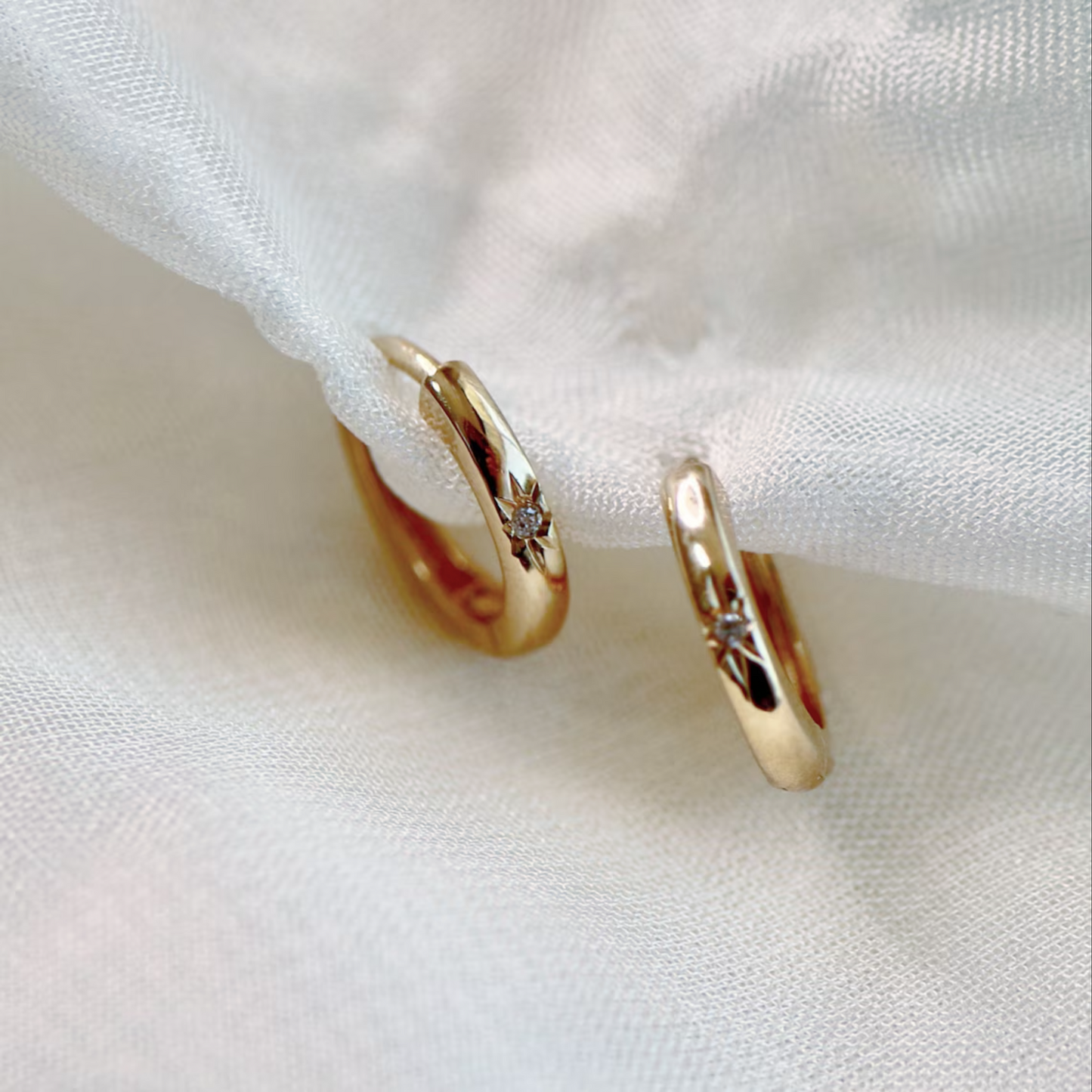 18K Diamond Hoop Earring For Men