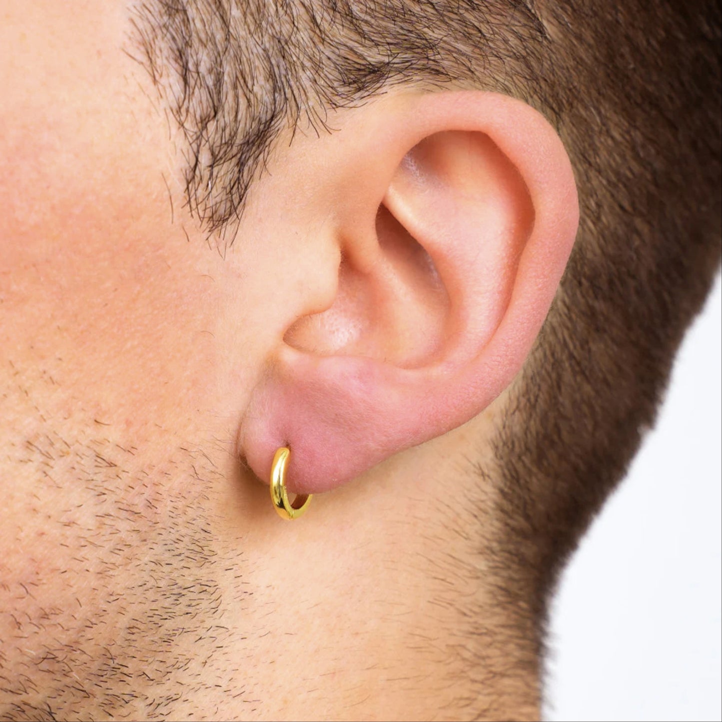 Men's 18K Gold Hoop Earrings 12mm