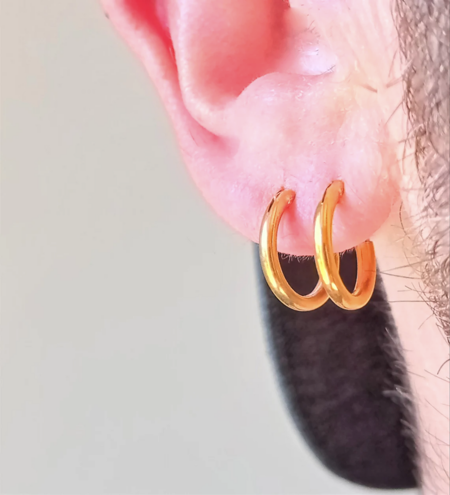 18K Gold Hoop Earrings For Men