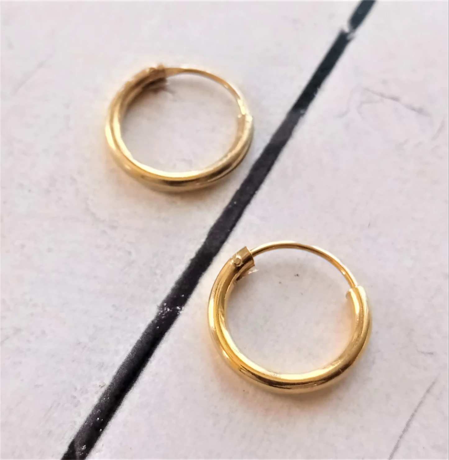 18K Gold Hoop Earrings For Men
