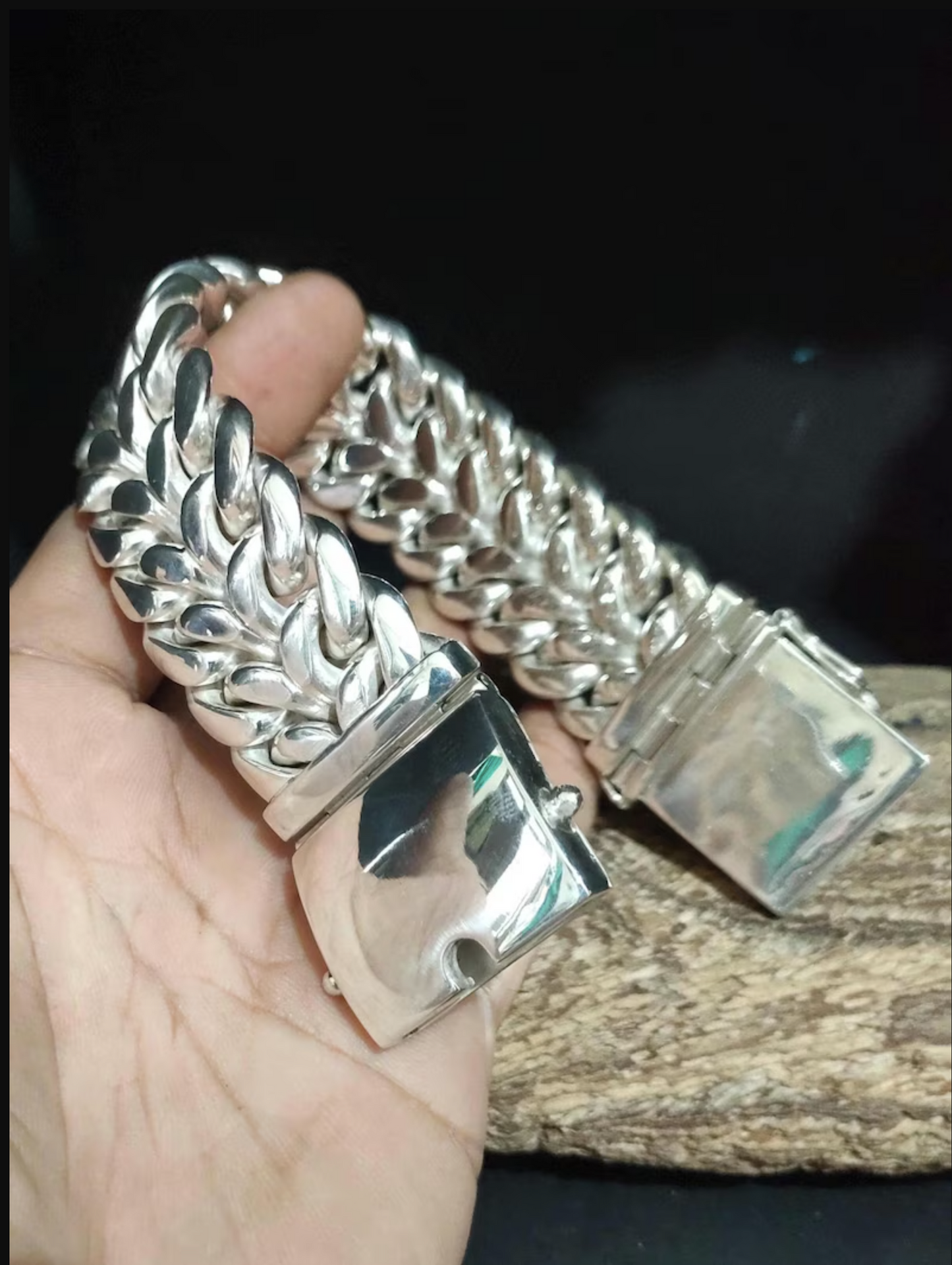 25mm Wide Heavy Men's Bracelet Real 925 Sterling Silver