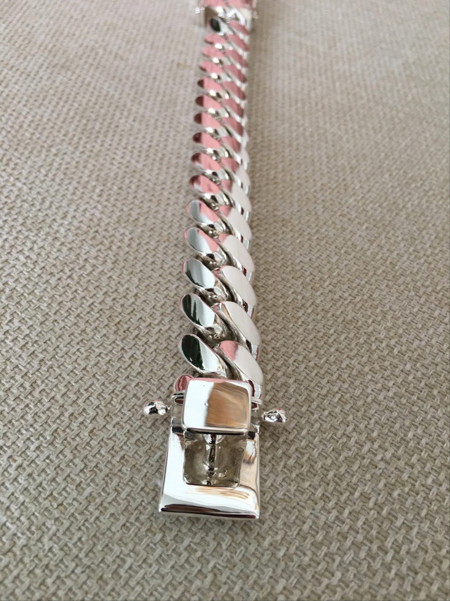 20mm 8inch pure solid 925 silver hand made Cuban link bracelet