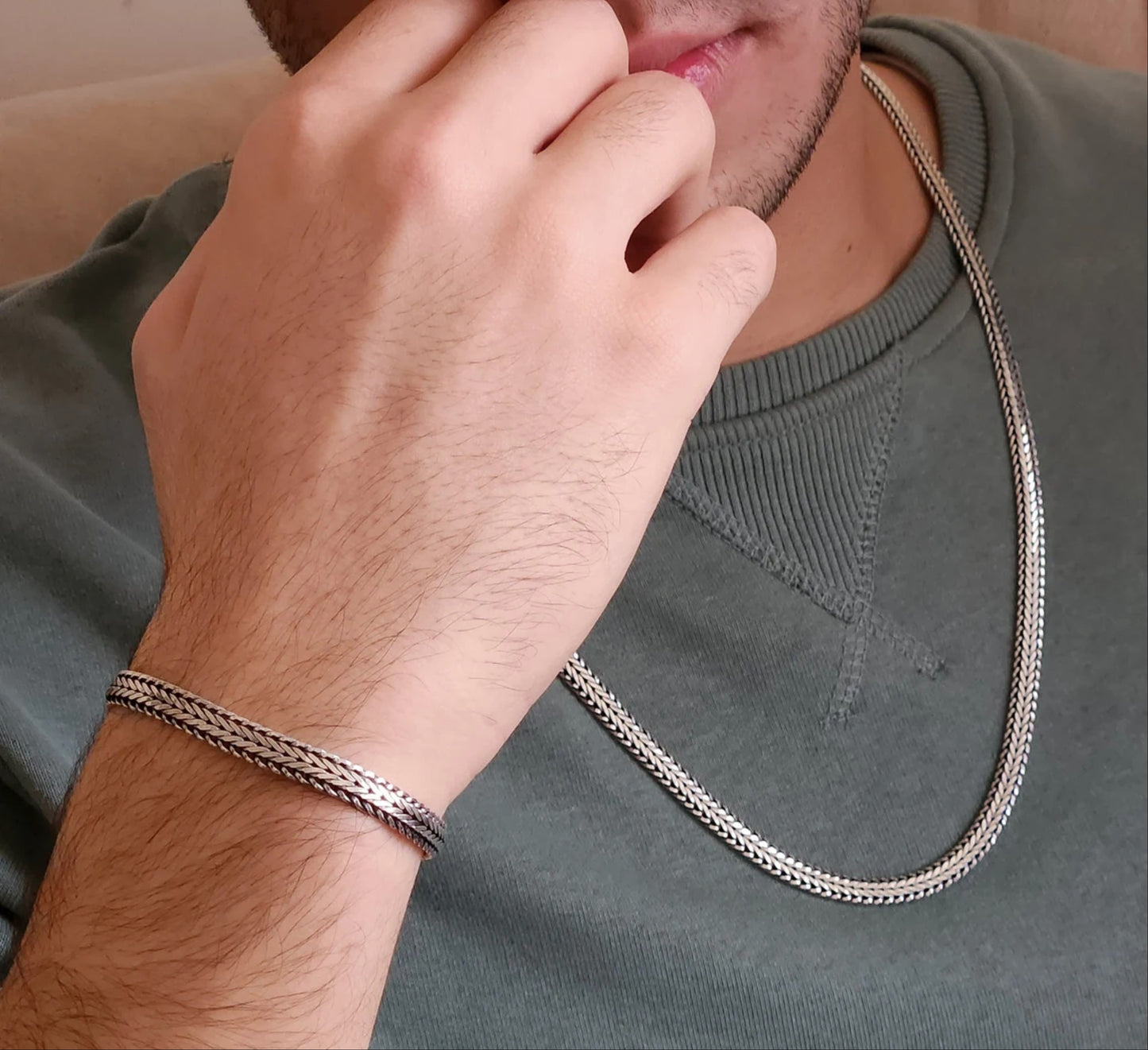 925 Sterling Silver Snake Chain Men