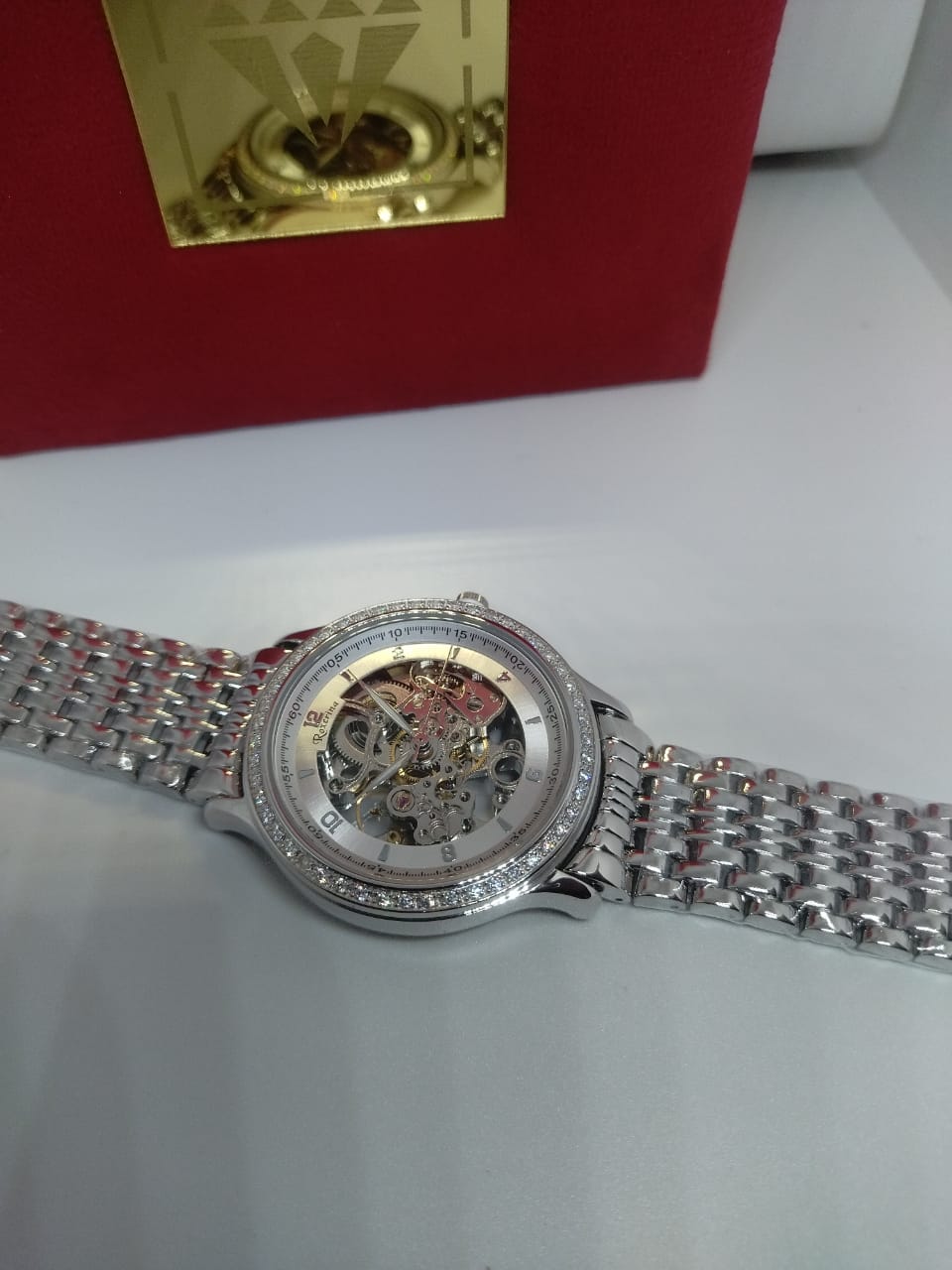 925 Sterling Silver Automatic Men's Round Watch Unique Link Bracelet