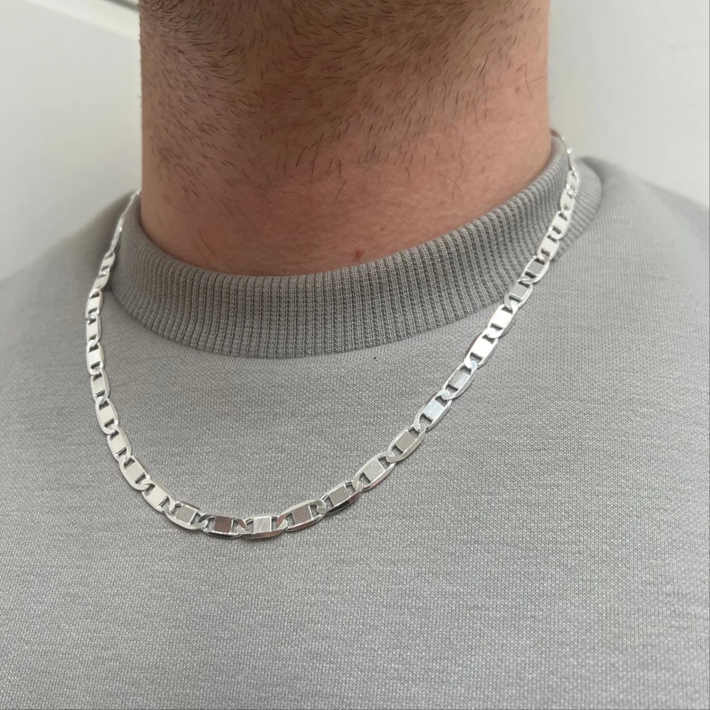 Men's Necklace Flate Link 22"