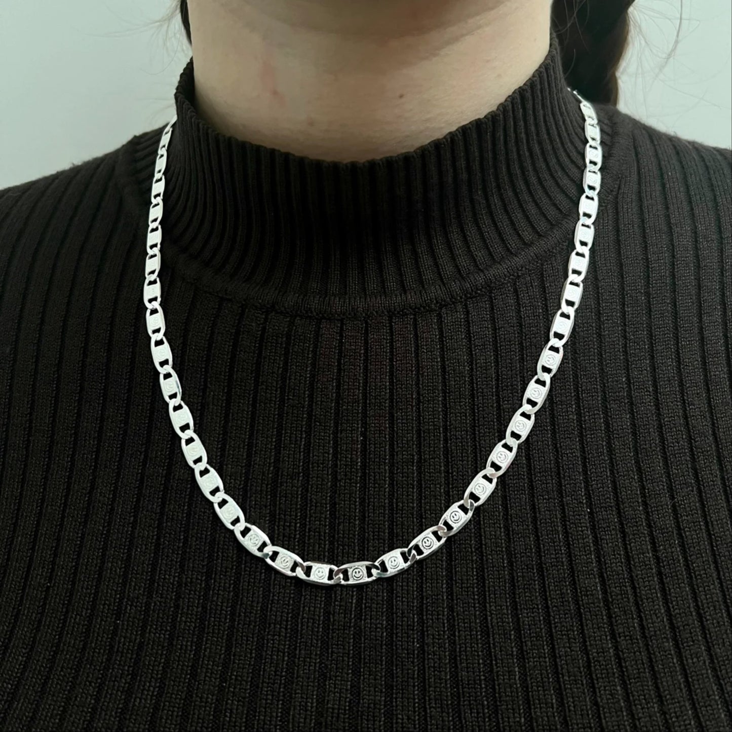 Men's Necklace Flate Link 22"