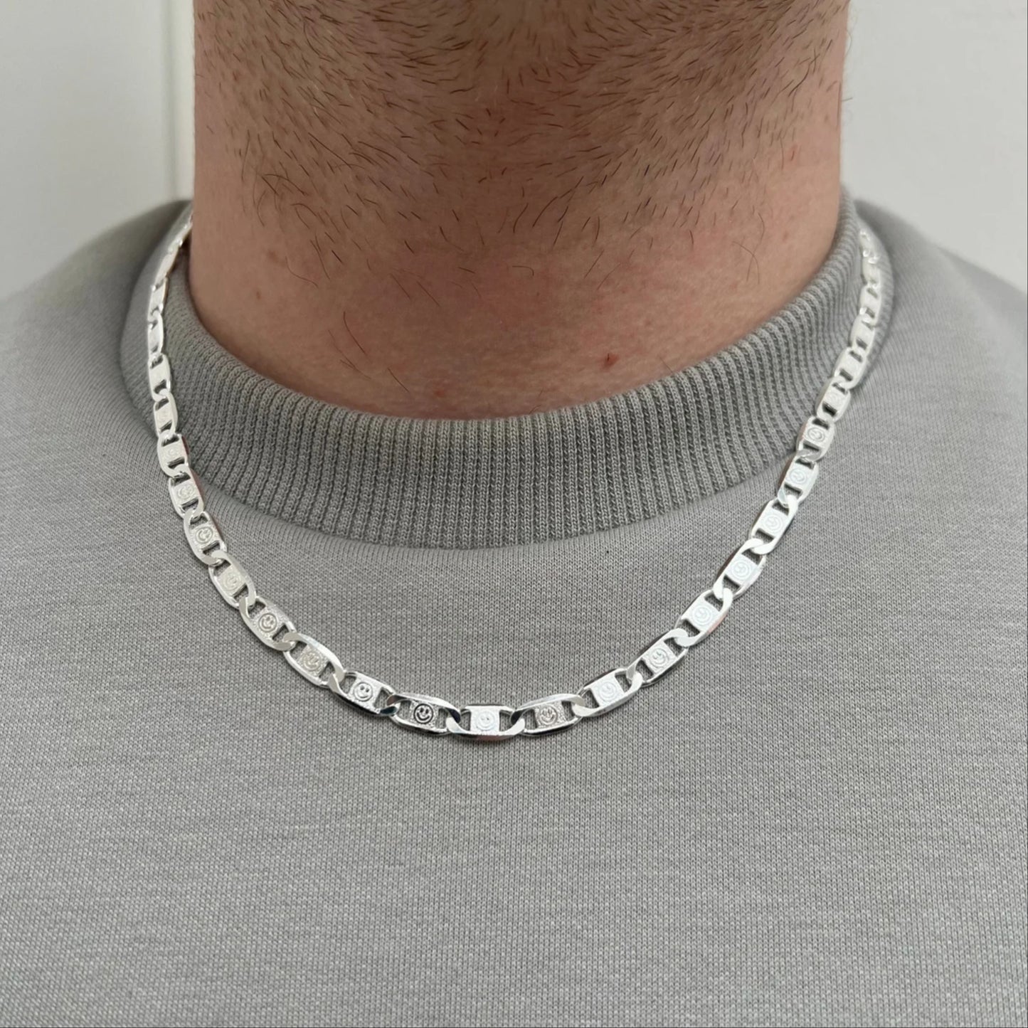 Men's Necklace Flate Link 22"