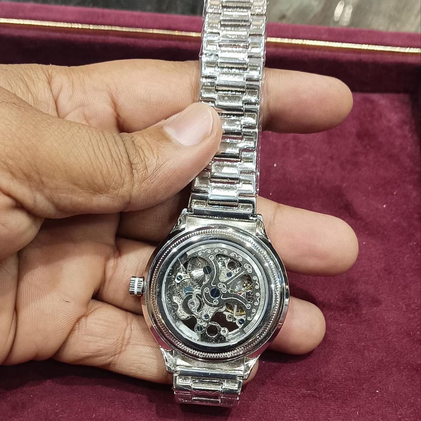 Herren Automatikuhr Echt 925 Silber CU37