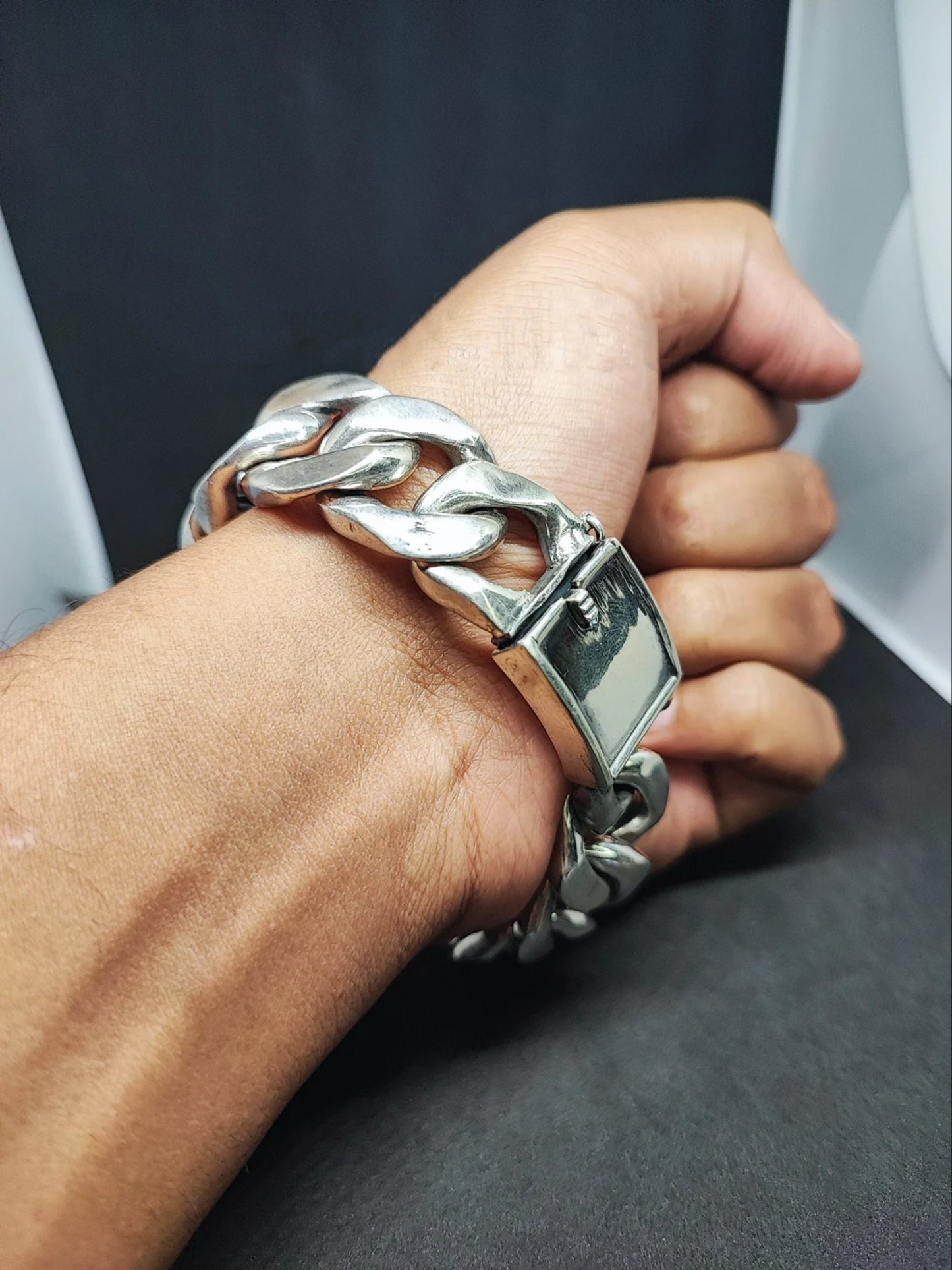 Real Silver Chunky Cuban Bracelet