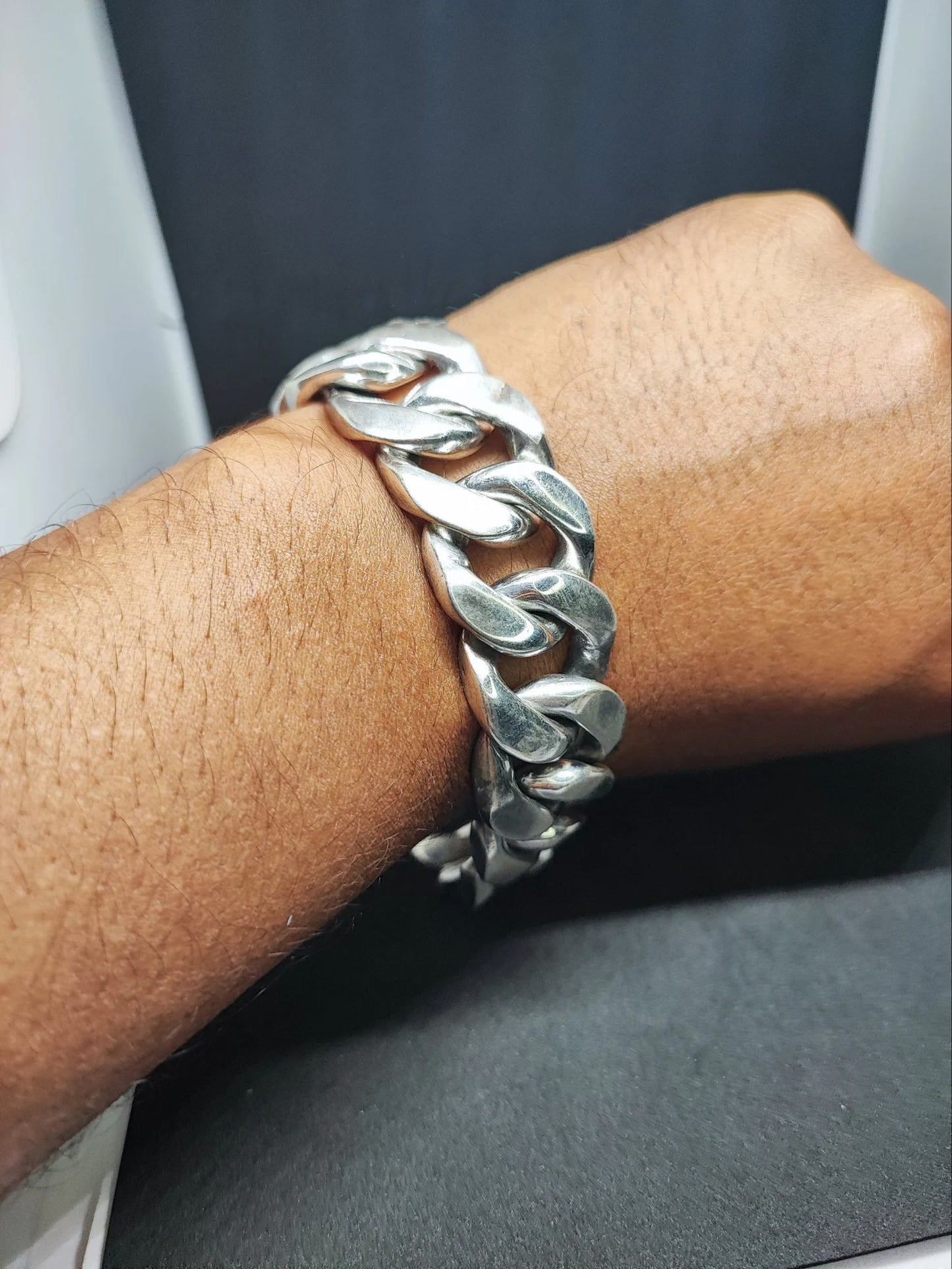 Real Silver Chunky Cuban Bracelet