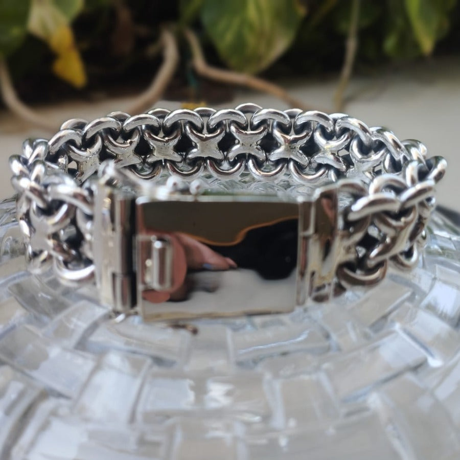 Heavy men's silver bracelet, Sterling silver jewelry, Ramses Bracelet-3