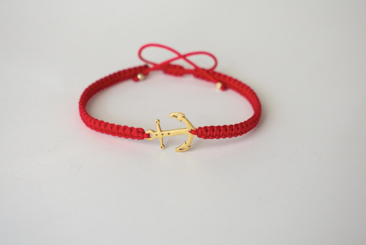 14k Gold Anchor Bracelet- Protection and Good Luck - Nautical Minimal Bracelet