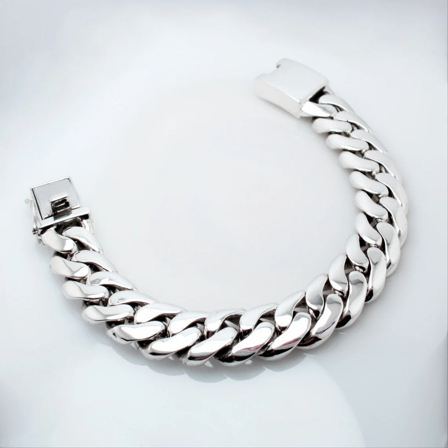 Biker Curb Chain Bracelet Chunky Silver Bracelet 20mm