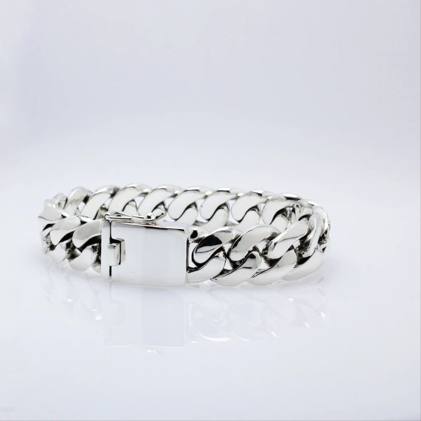 Biker Curb Chain Bracelet Chunky Silver Bracelet 20mm
