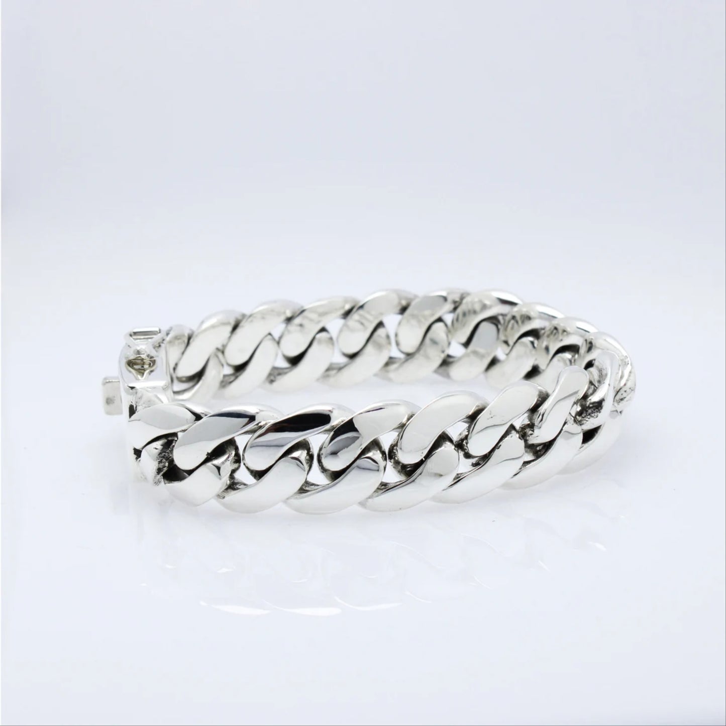 Biker Curb Chain Bracelet Chunky Silver Bracelet 20mm
