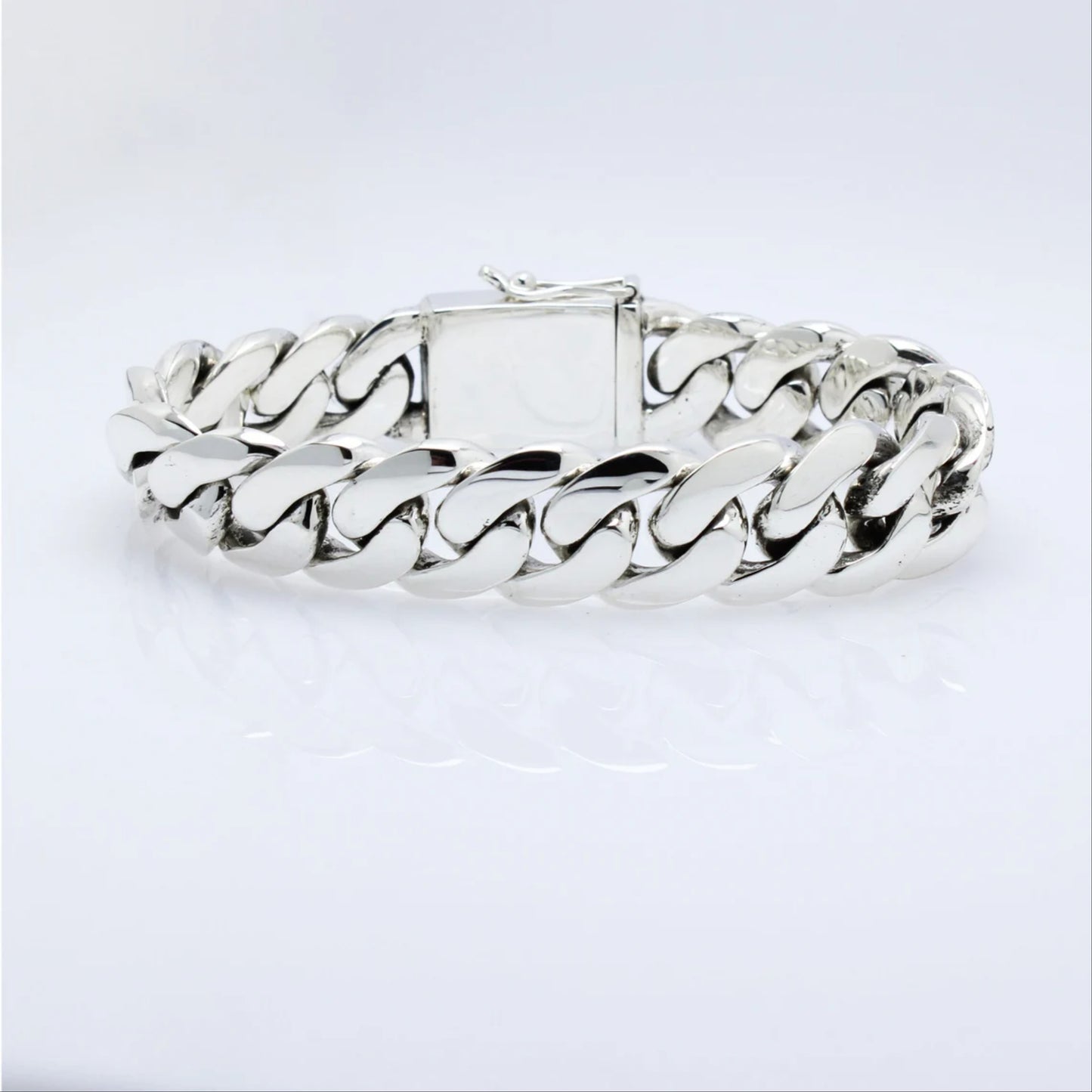 Biker Curb Chain Bracelet Chunky Silver Bracelet 20mm