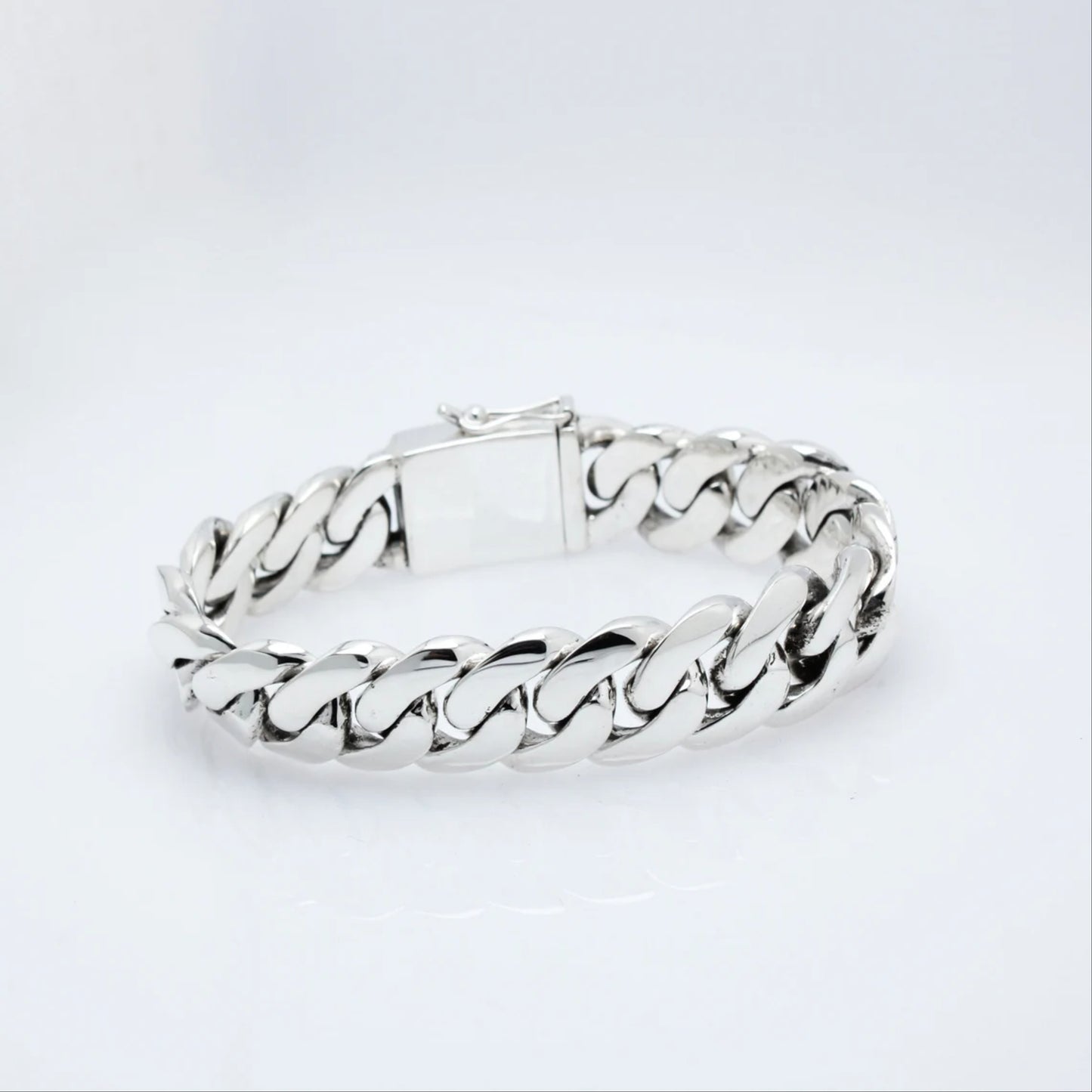 Biker Curb Chain Bracelet Chunky Silver Bracelet 20mm