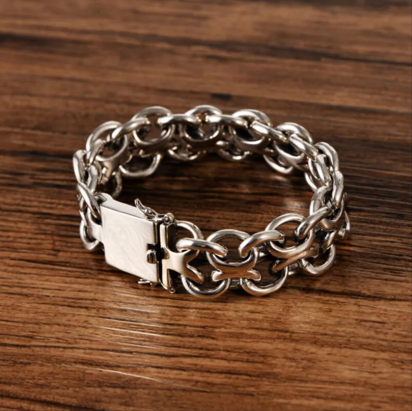Kaufen Sie einzigartiges, ungewöhnliches, sehr schweres Herren-Silberarmband 20 mm