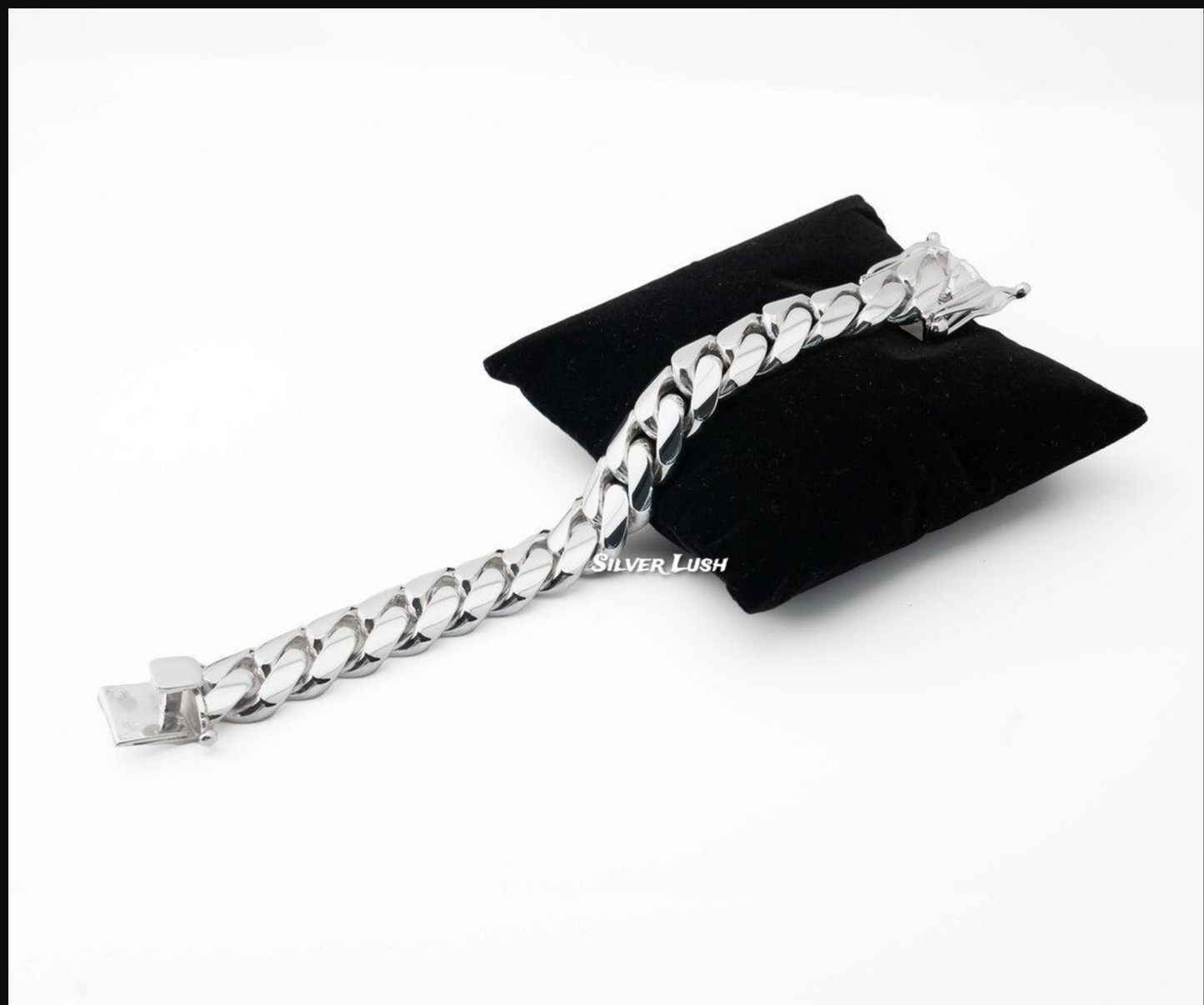 Heavy Silver Curb Link Bracelet Men's 15mm