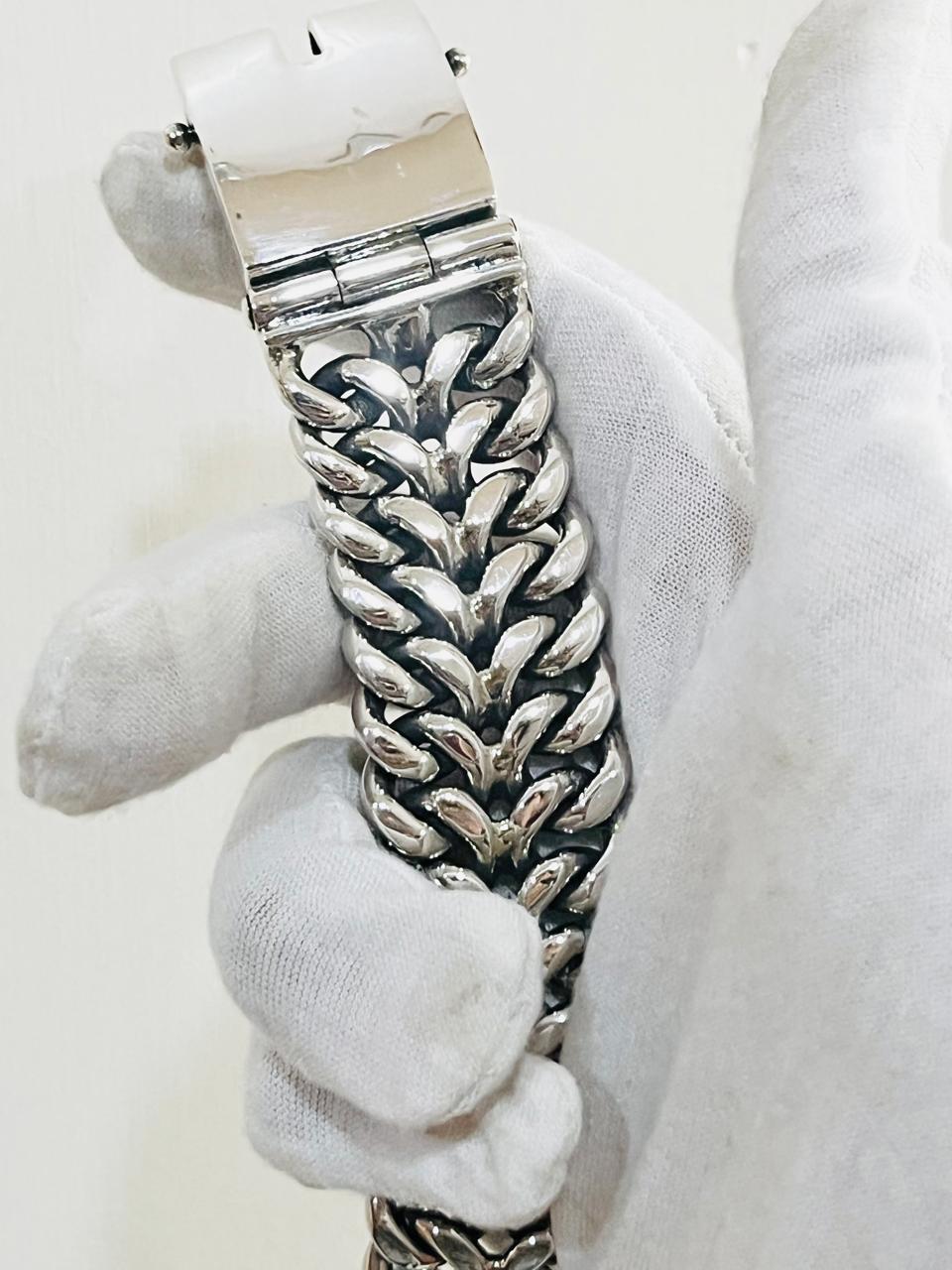 Chunky silver bracelet, men's bracelet, Double stream bracelet, sterling silver jewelry