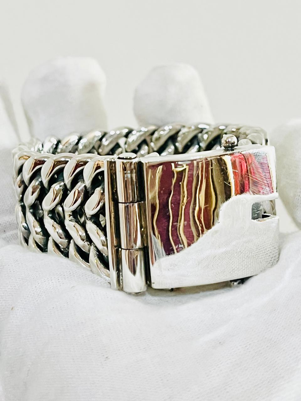 Chunky silver bracelet, men's bracelet, Double stream bracelet, sterling silver jewelry