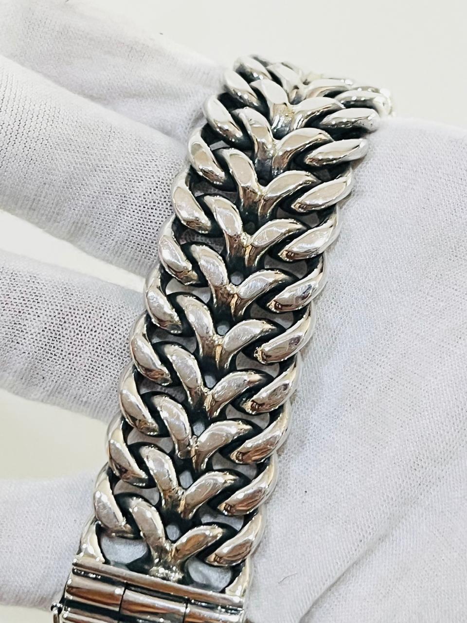 Chunky silver bracelet, men's bracelet, Double stream bracelet, sterling silver jewelry