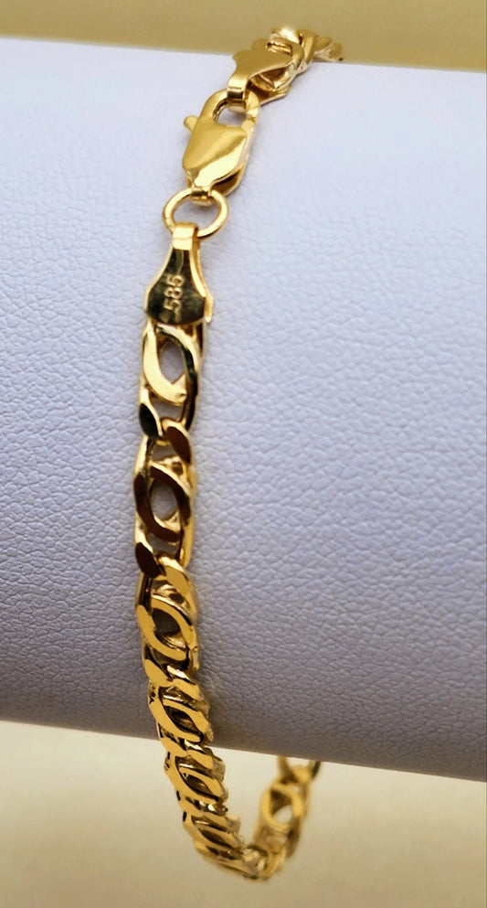 14k Gold Double Curb Flat Link bracelet