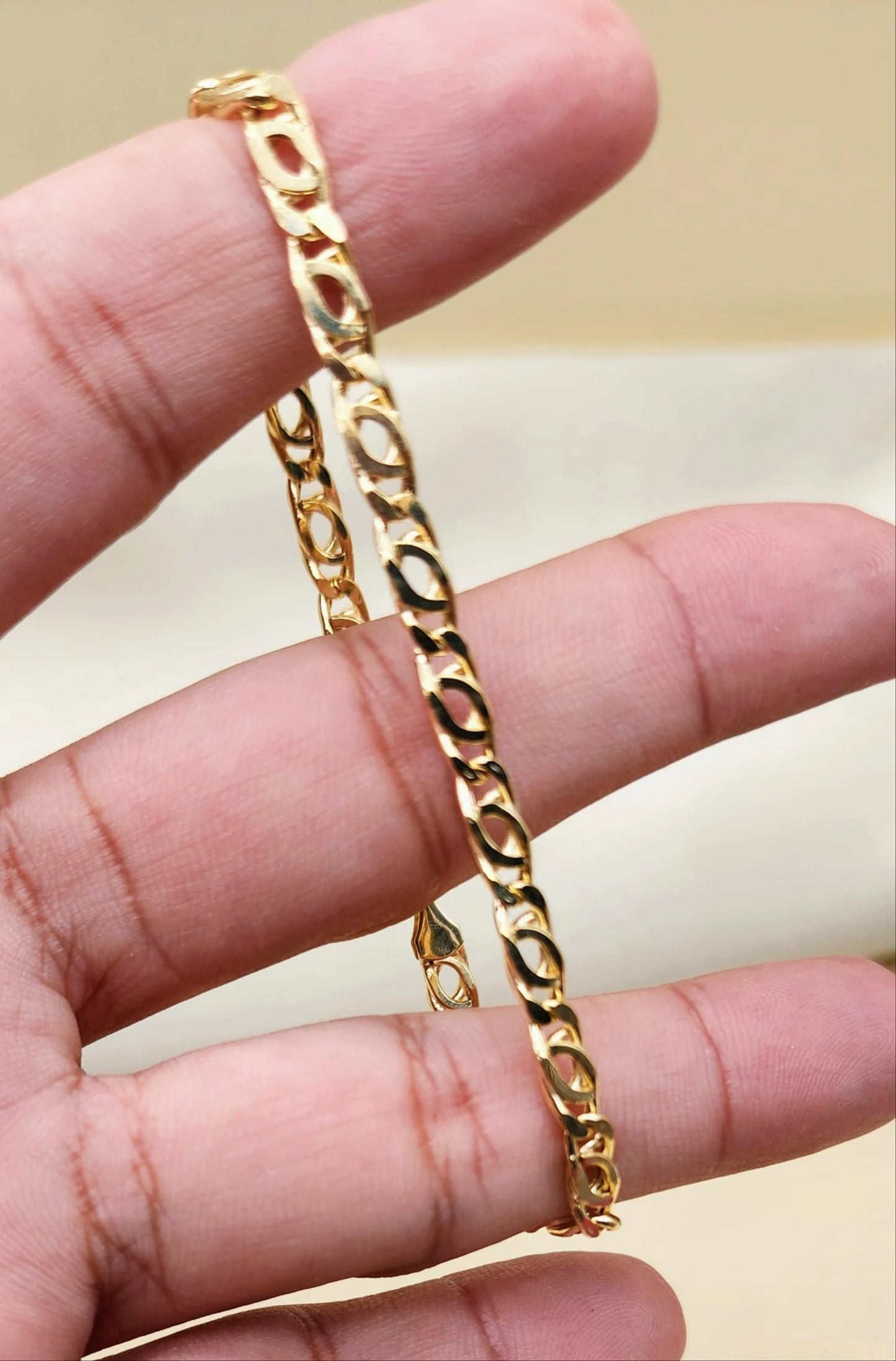 14k Gold Double Curb Flat Link bracelet