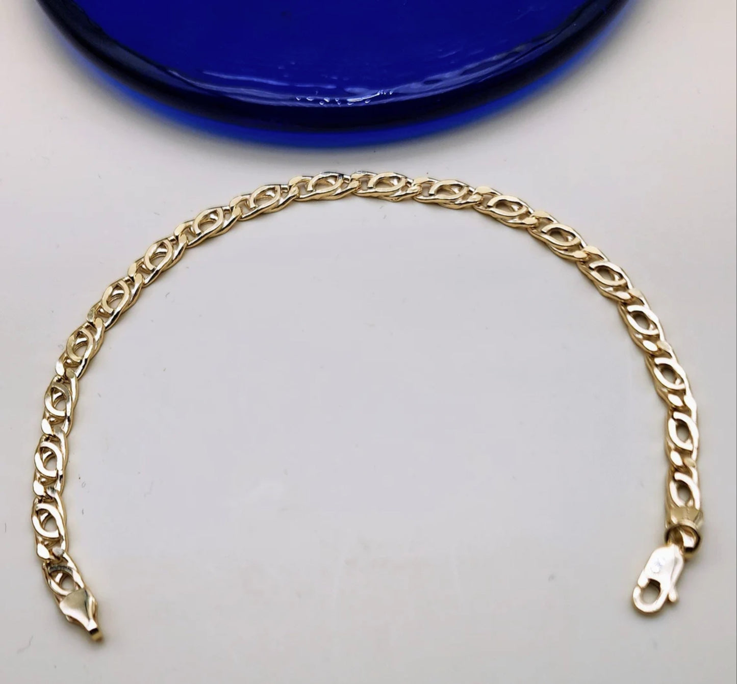 14k Gold Double Curb Flat Link bracelet