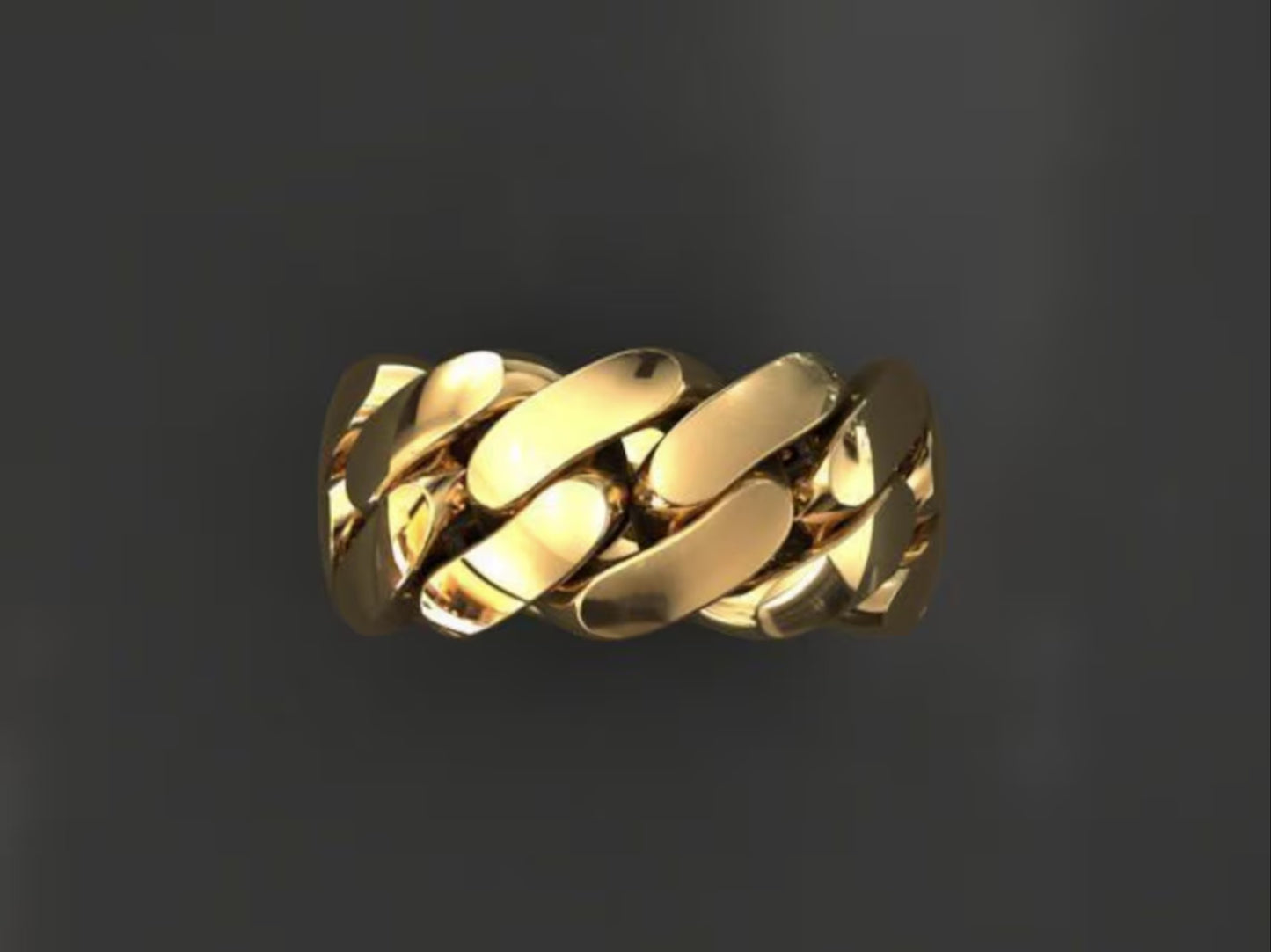 Cuban Link Ring Mens 18k Gold
