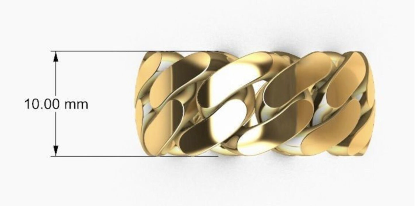 Cuban Link Ring Mens 18k Gold