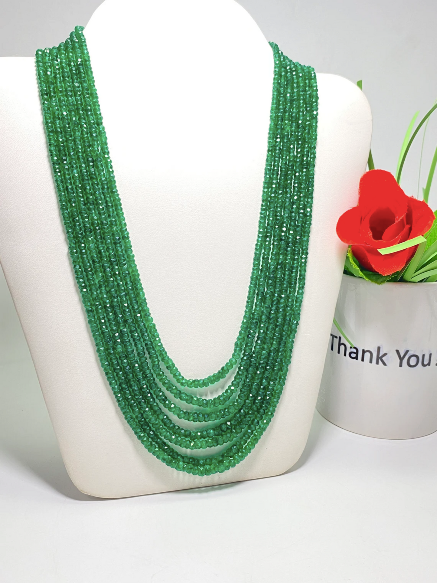 Emerald Faceted Strand, 6 Line Natural Emerald Strand