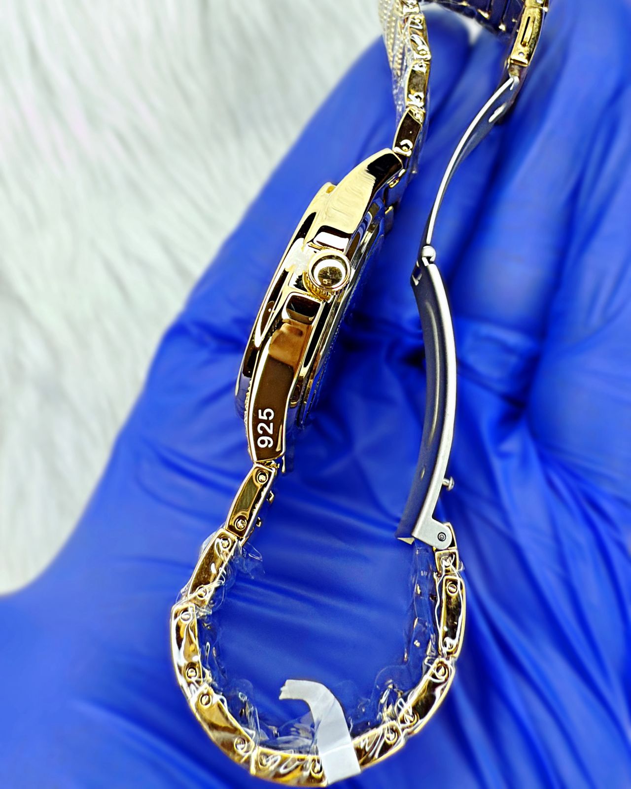 Fully Iced Out 18k Gold 925 Silver Watch Hip Hop