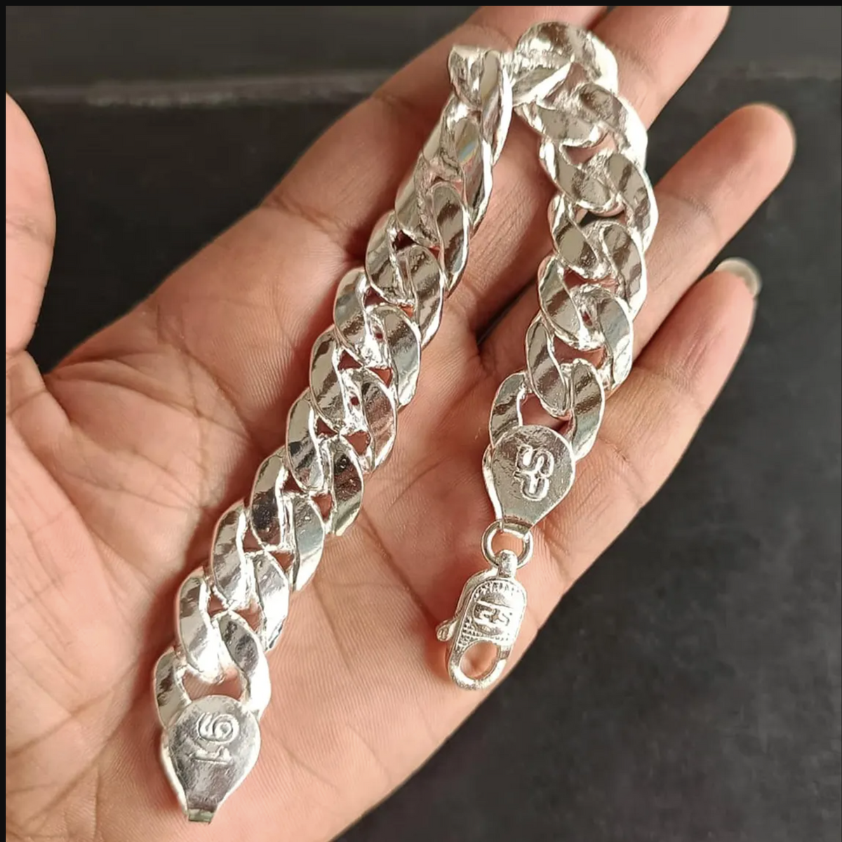 925 Solid Sterling Silver Curb Link Chain Bracelet