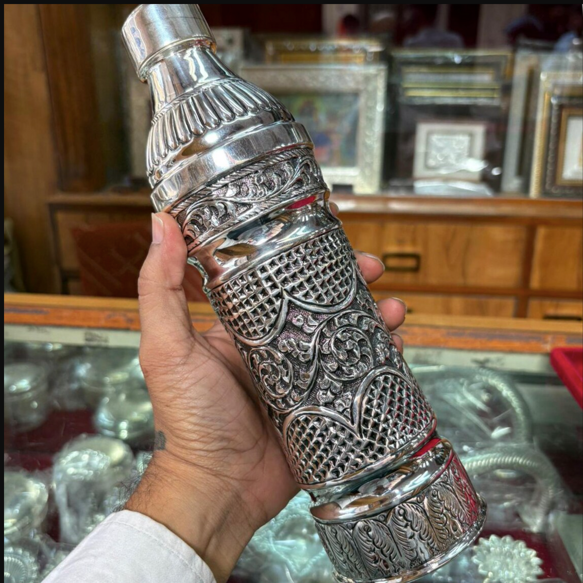 925 Sterling Silver Water Bottle - Ayurvedic Wellness Gift 800ML