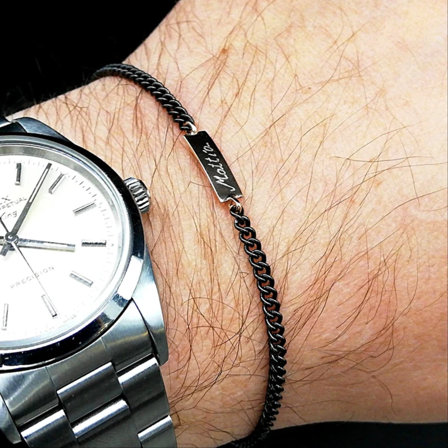 18 Karat Goldarmband mit individueller Handschrift für Männer – Personalisierter Namensschmuck