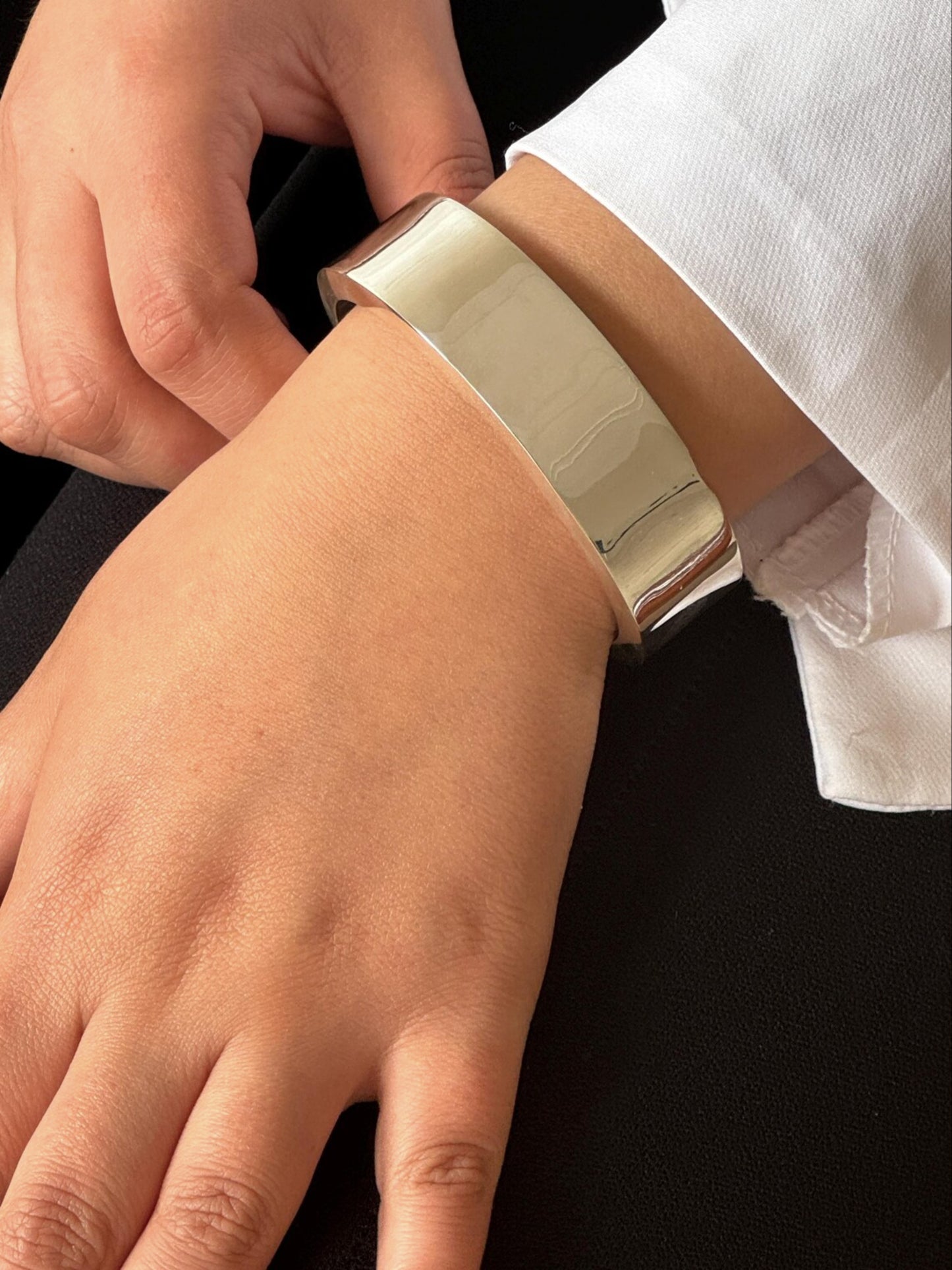 Men's Biker Super Heavy 5+ oz Silver & Wide Cuff Bangle