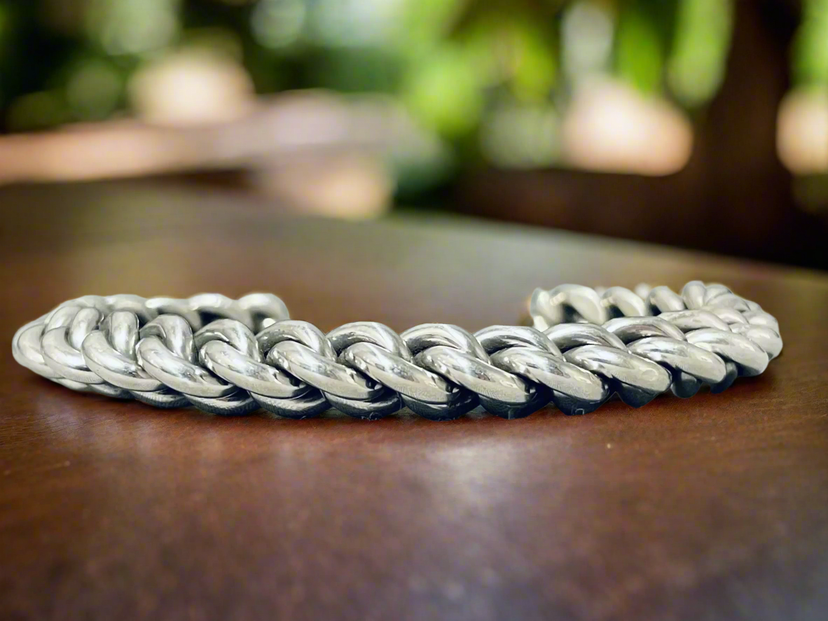 Sterling Silver Solid 2.5 oz + Anvil Hammered Torque Bangle- Heaviest Quality Twisted Bracelet