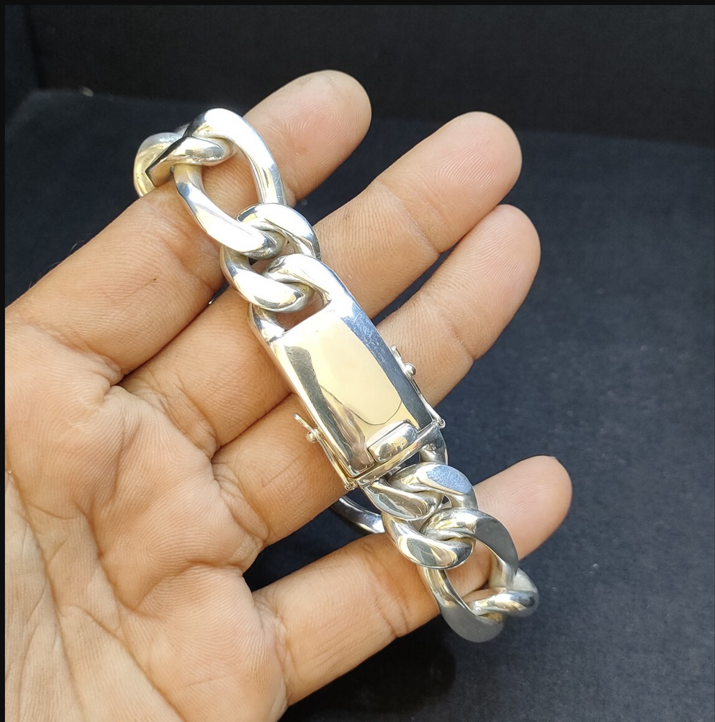 Heavy Cuban Figaro Link Bracelet Box Clasp Men's