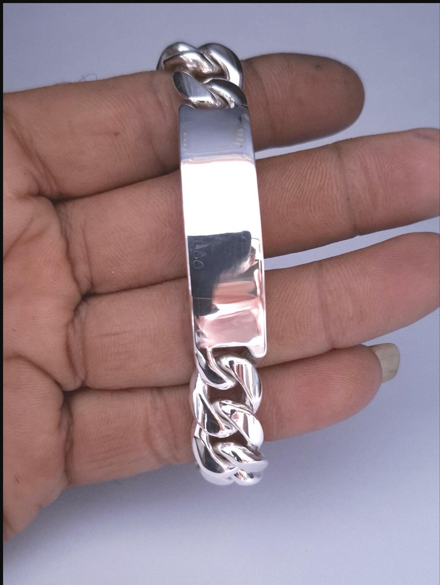 ID Curb Link 925 Sterling Silver Bracelet